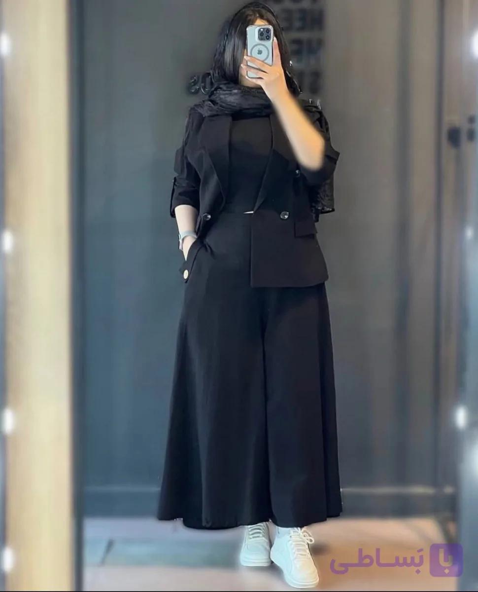 ست کت شلوار زنانه مشکی سوگل لنین نچرال ، ارسال رایگان