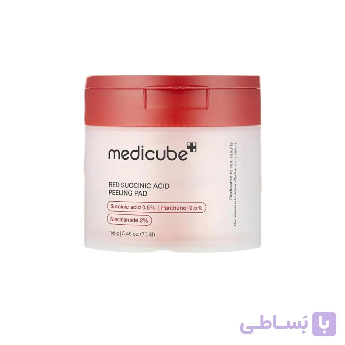 پد لایه بردار مدی کیوب پوست های مستعد آکنه ( red succinic acid peeling pad Medicube)