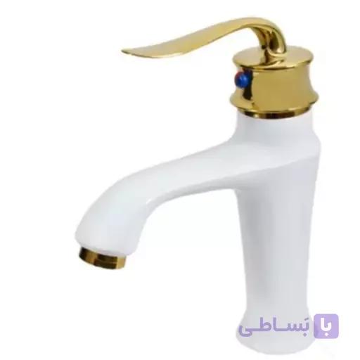 شیر روشویی مدل بامبو قاجاری سفید طلا