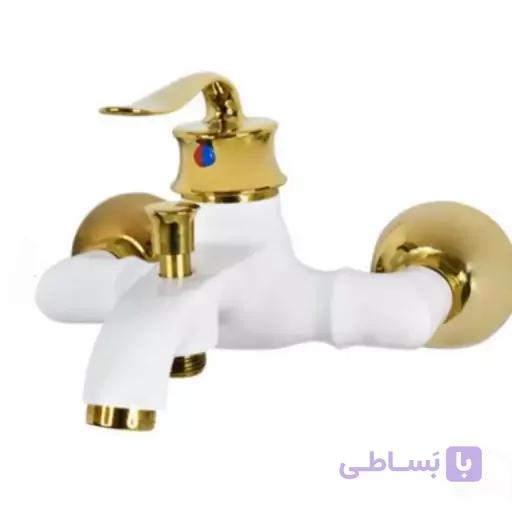 شیر حمام مدل بامبو قاجاری سفید طلا