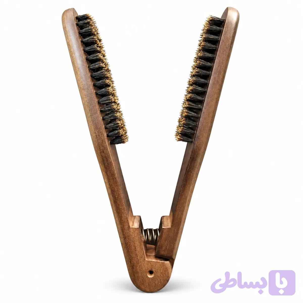 برس کراتین چوبی گیره‌ای برای براشینگ و اتوکشی مو مونوکر — تصویر 1