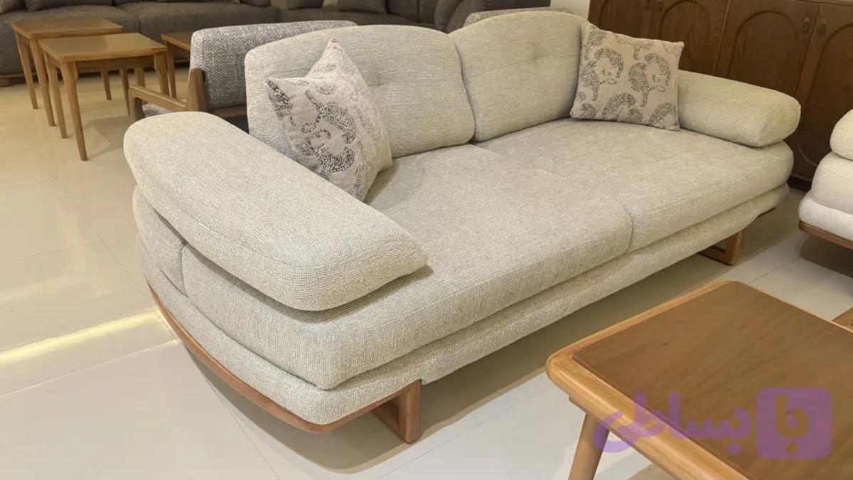 🛋️ مبل راحتی دیورا دسته چوبی یلدیز _ ترک — تصویر 1