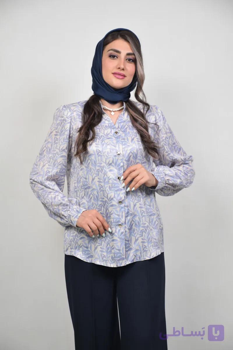 شومیز السا کد ۰۲۶ زنانه ساتن سیلک | مدل یقه سه سانت با رنگ‌بندی خاص — تصویر 1