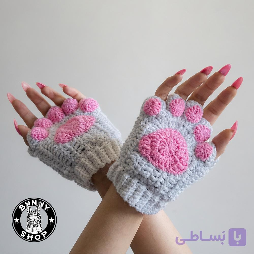 دستکش گربه ای -کد801- قلاب بافی ترند زمستانی