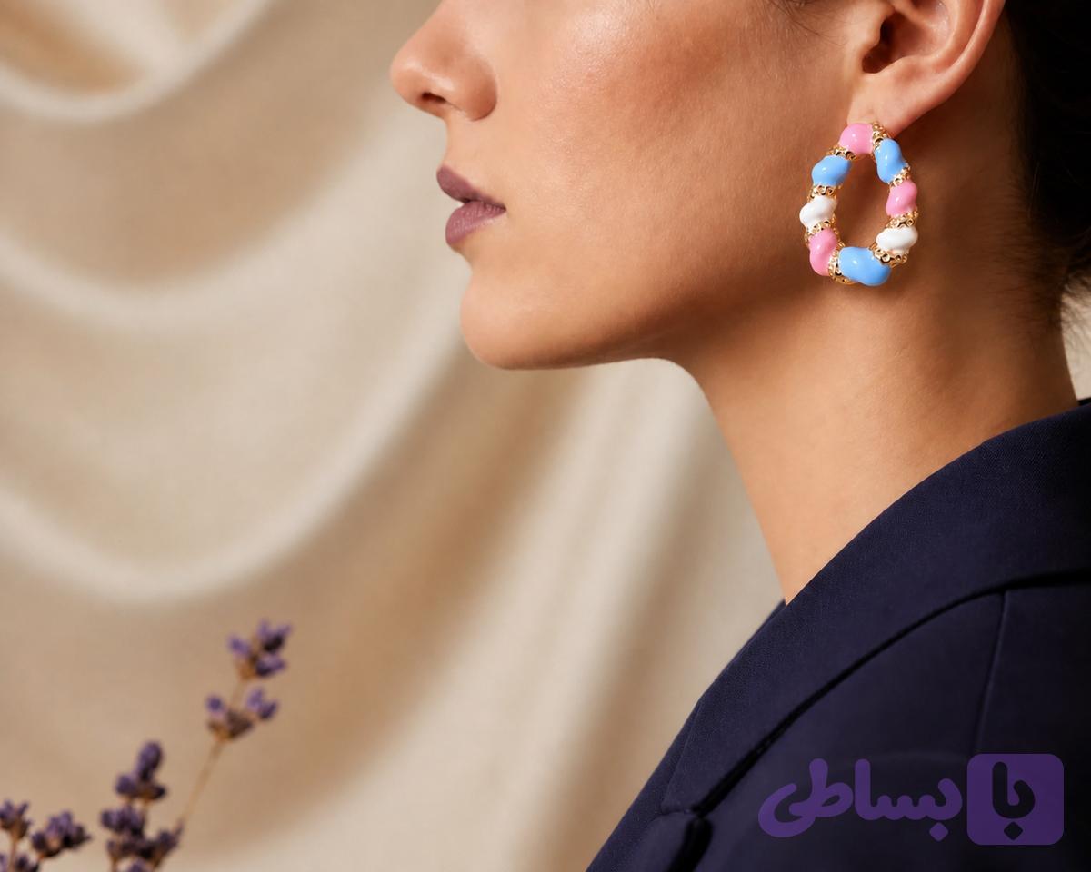 گوشواره ژوپینگ طرح میناکاری پاستیلی