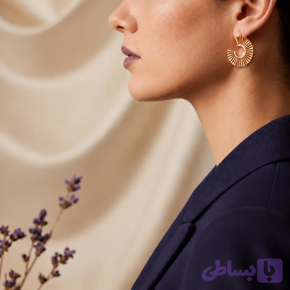 گوشواره ژوپینگ طرح هلال تراش رنگ ثابت