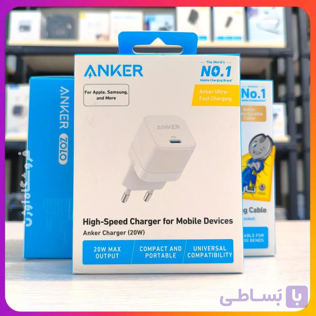 شارژر دیواری A2149 Anker 20W USB-C PD شارژ سریع اورجینال