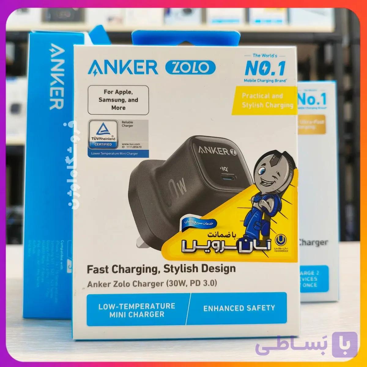 شارژر دیواری Anker Zolo 30W PD A2698 شارژ سریع 30 وات