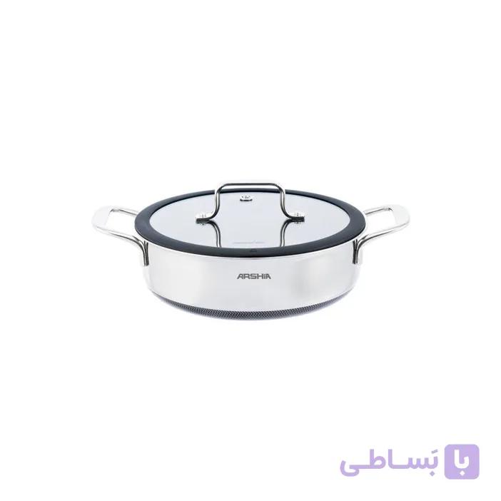 ماهی تابه دو دسته استیل هیبرید کف لیزری 24 سانت عرشیا مدل SS622-3699 — تصویر 1