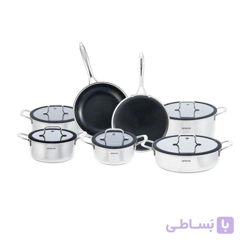 سرویس قابلمه 12 پارچه استیل هیبرید کف لیزری عرشیا مدل SS622-3733 — تصویر 1