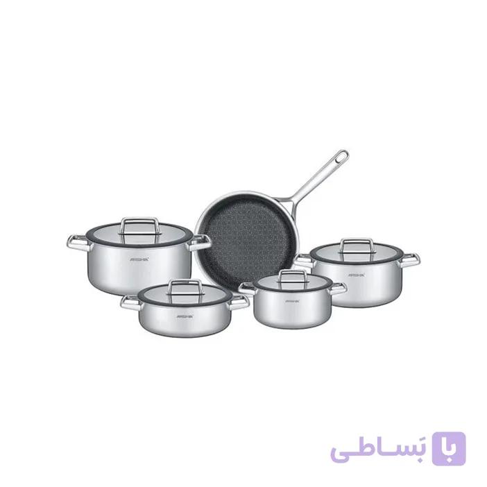 سرویس قابلمه عرشیا استیل کف لیزری ۹ پارچه مدل SS050-3543 — تصویر 1