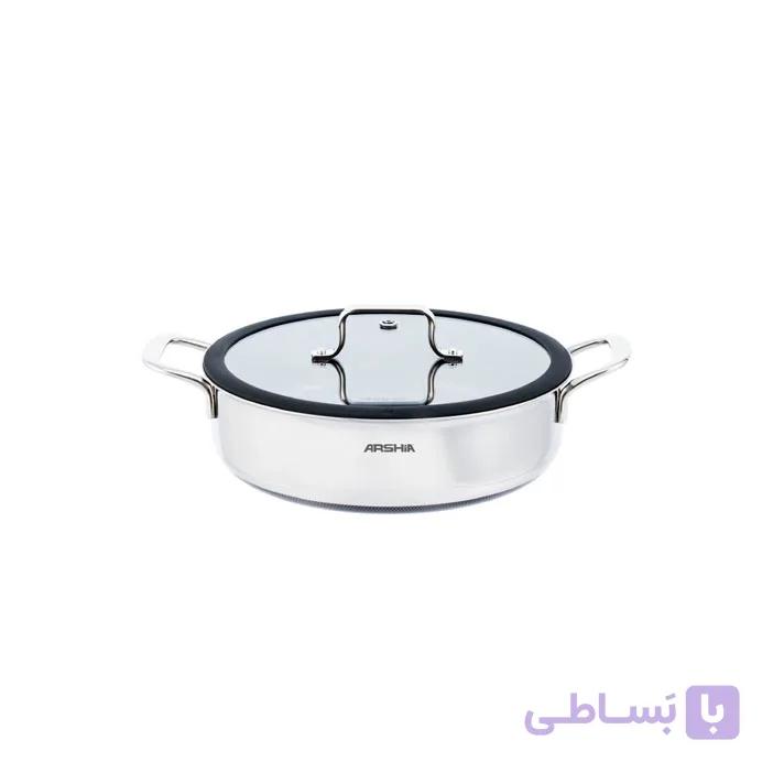 ماهی تابه دو دسته کف لیزری 30 سانت عرشیا مدل SS622-3701