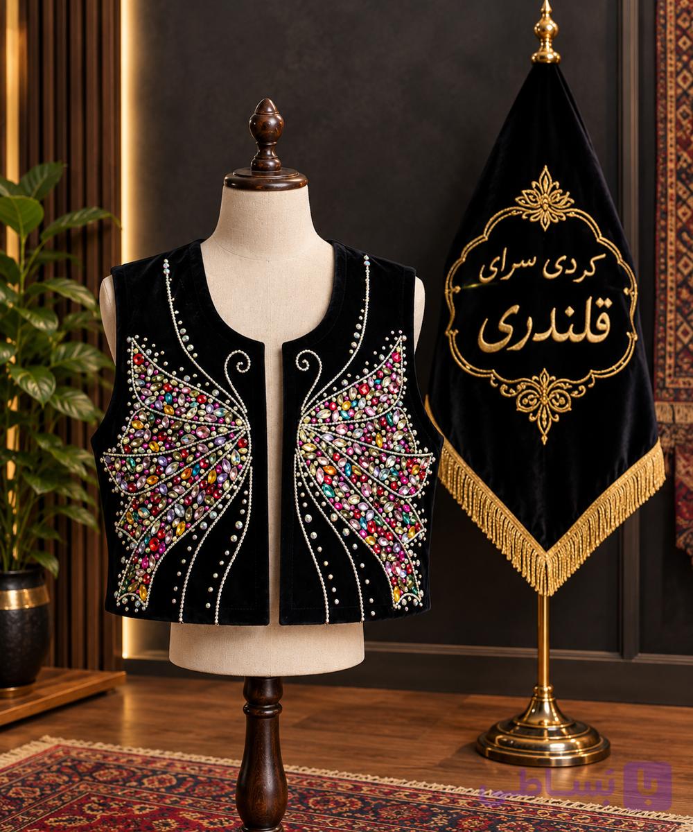جلیقه.) وست جنس مخمل طرح پروانه ای