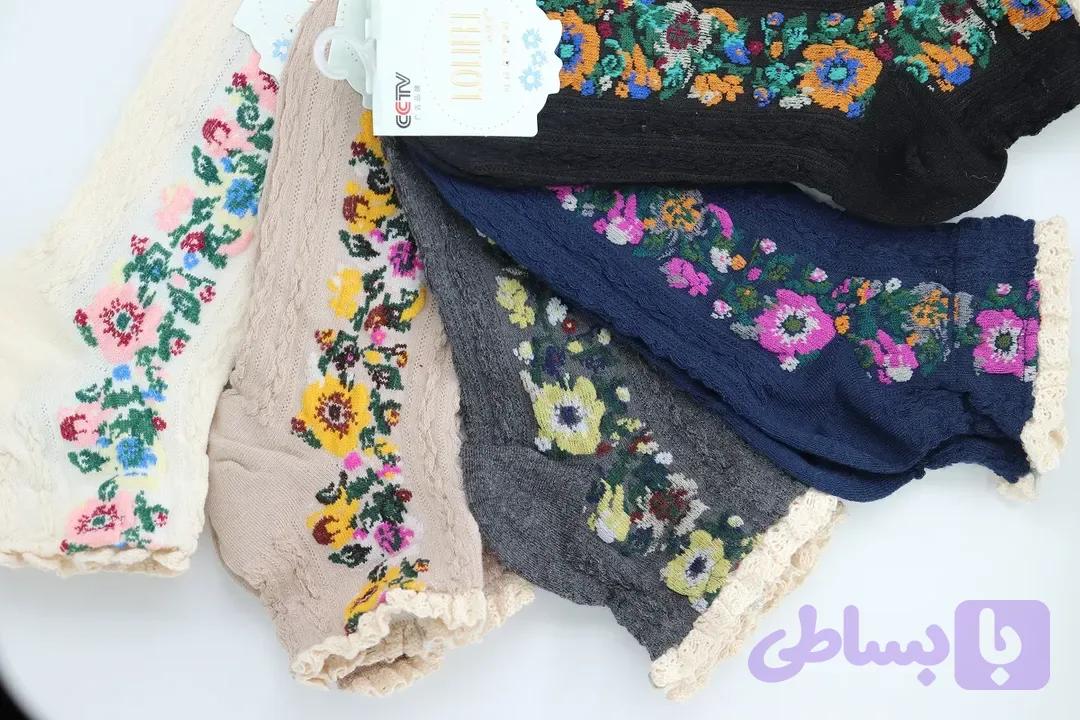 جوراب طرح برجسته گلدار مچی