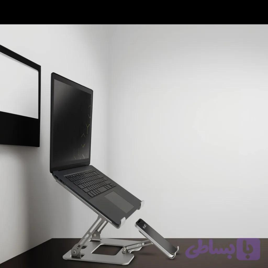 پایه و استند تاشو 2 در 1 لپ‌تاپ و گوشی Porodo اصل — تصویر 1
