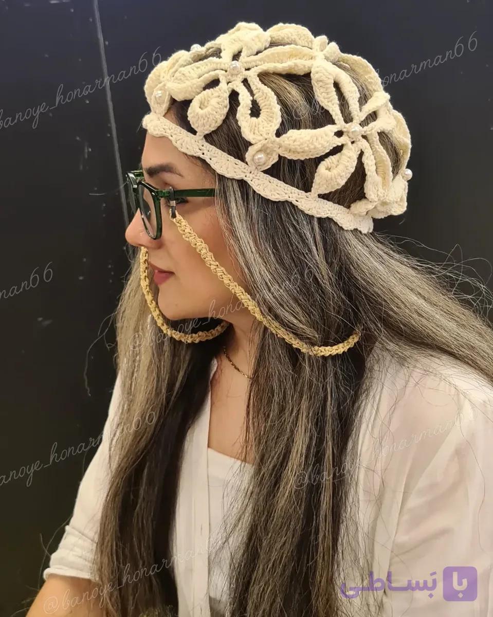 کلاه طرح گل بافته شده کتان ترک