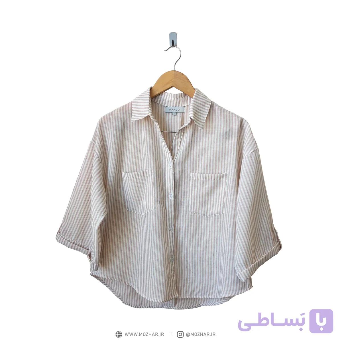 شومیز زنانه منگو (Mango) راه‌راه با جیب پاکتی