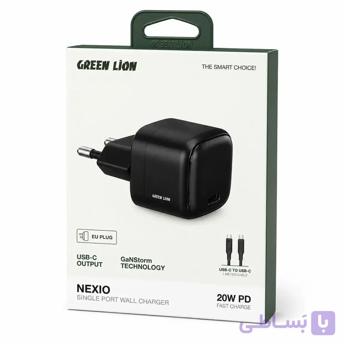 شارژر دیواری تک‌پورت گرین لاین مدل Nexio توان ۲۰ وات پورت Type-C به همراه کابل(موبایل خسرو) — تصویر 1