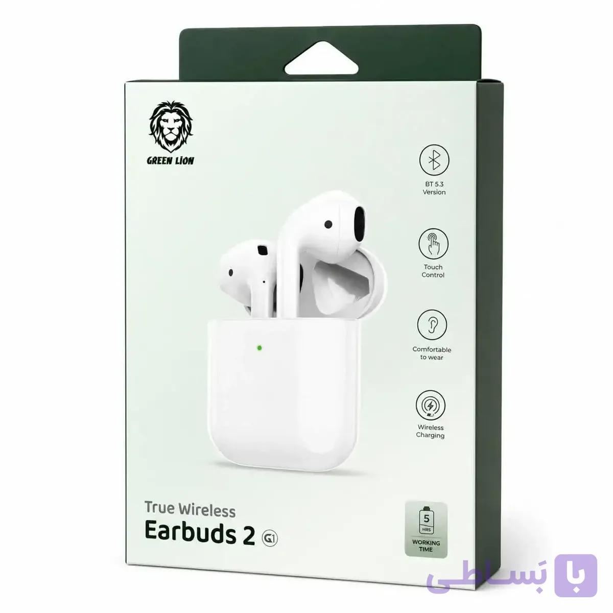 هندزفری بی‌سیم گرین لاین مدل True Wireless Earbuds 2 با شارژ وایرلس رنگ سفید(موبایل خسرو) — تصویر 1