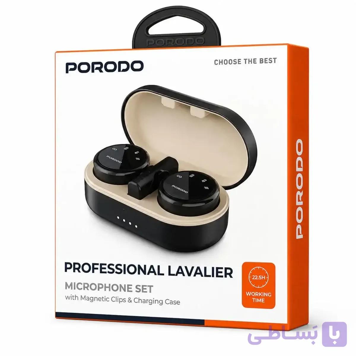 میکروفون یقه‌ای بی‌سیم دوکاناله پورودو Porodo مدل PDWMDMICBK — تصویر 1