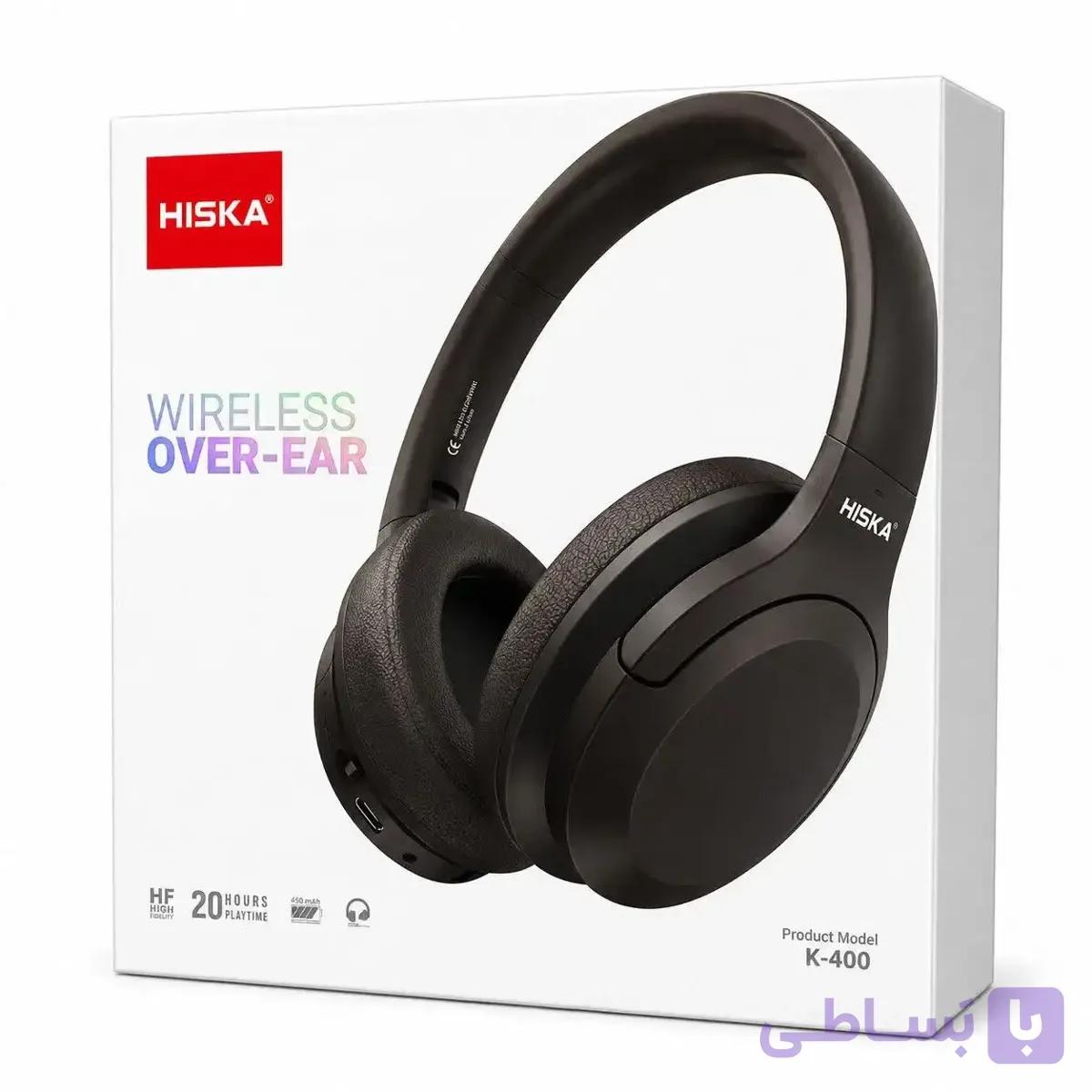 هدفون بی‌سیم هیسکا مدل K-400 با ۲۰ ساعت پخش موزیک – مشکی — تصویر 1