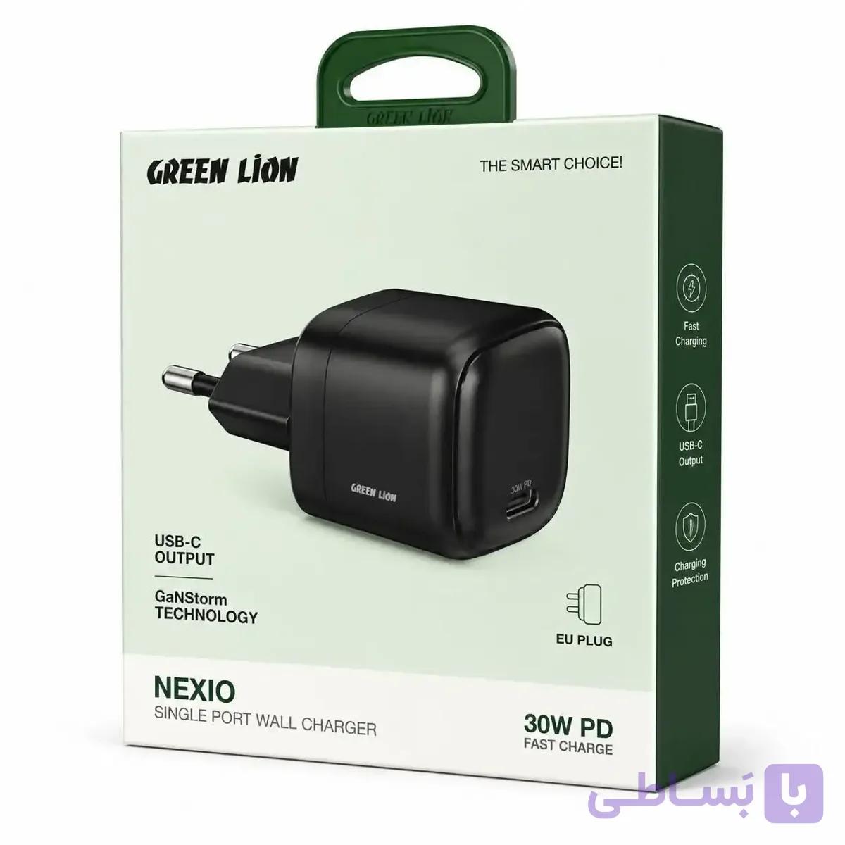 شارژر دیواری تک‌پورت گرین لاین۳۰ وات Nexio GL-WC58 – مشکی — تصویر 1