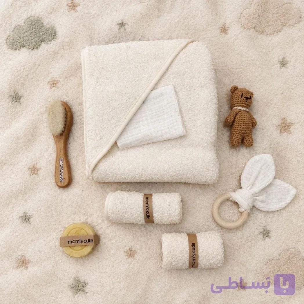 ست حوله حمام نوزاد مامز کیوتی. سفید — تصویر 1