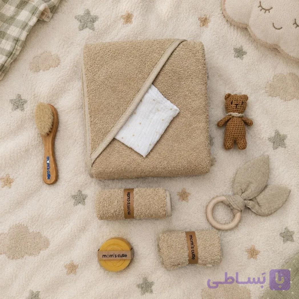 ست حوله و حمام نوزاد مامزکیوتی. کرم تیره — تصویر 1