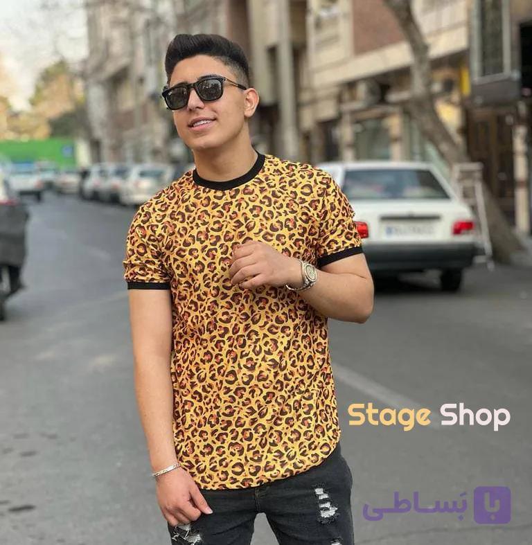 تیشرت طرحدار پلنگی مردانه جنس پنبه نخ