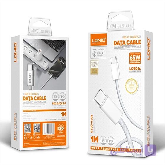 کابل شارژ دو سر تایپ سی الدینیو LDNIO LC901C 65W طول 1 متر — تصویر 1