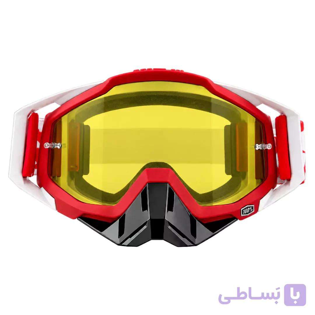 عینک کراسی 100% مدل RED WHITE مناسب انواع کلاه کاسکت کراسی — تصویر 1