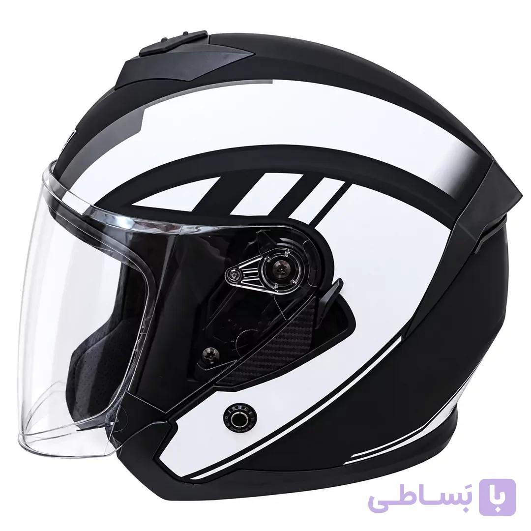 کلاه کاسکت بدون فک دی ای وان مدل 405 MATT BLACK GERAPHIC WHITE