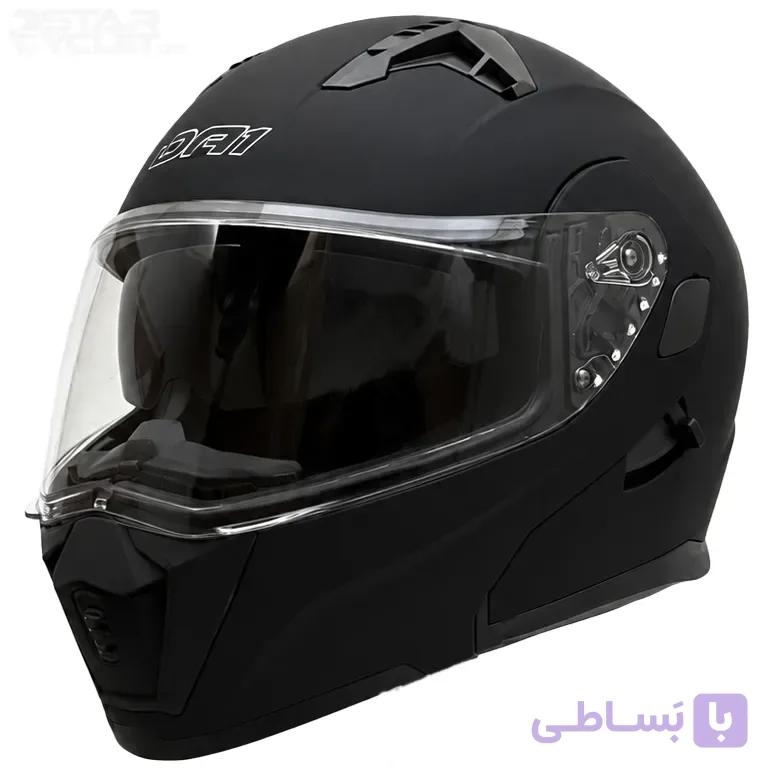 کلاه کاسکت فک متحرک دی ای وان مدل 106MATT BLACK GRAPHIC BLUE — تصویر 1