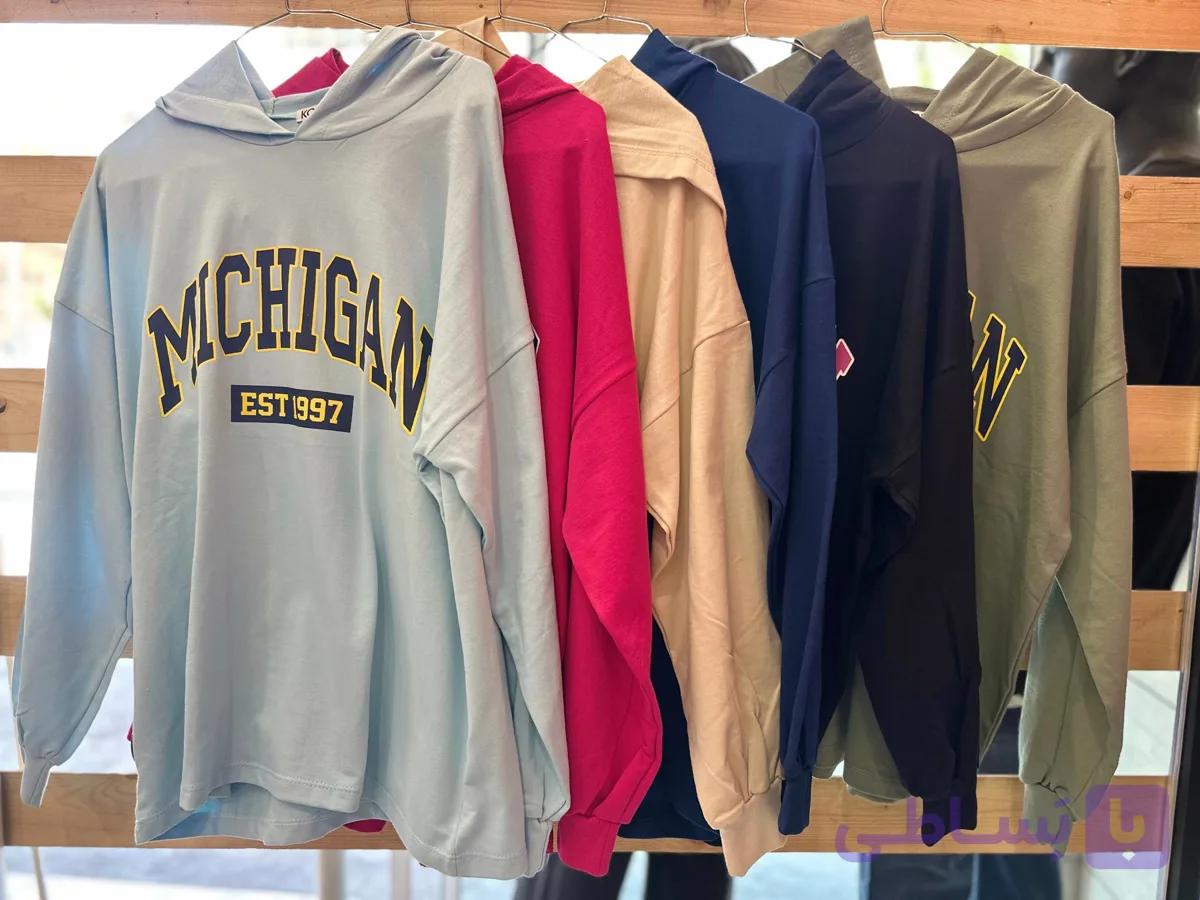 هودی زنانه لانگ مدل michigan — تصویر 1