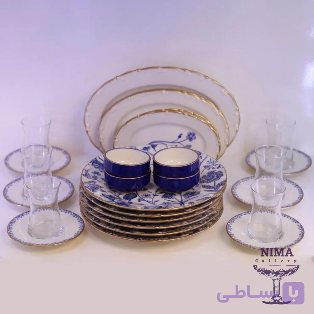 سرویس صبحانه خوری 6 نفره ترک برند آجار ACAR آبی — تصویر 1