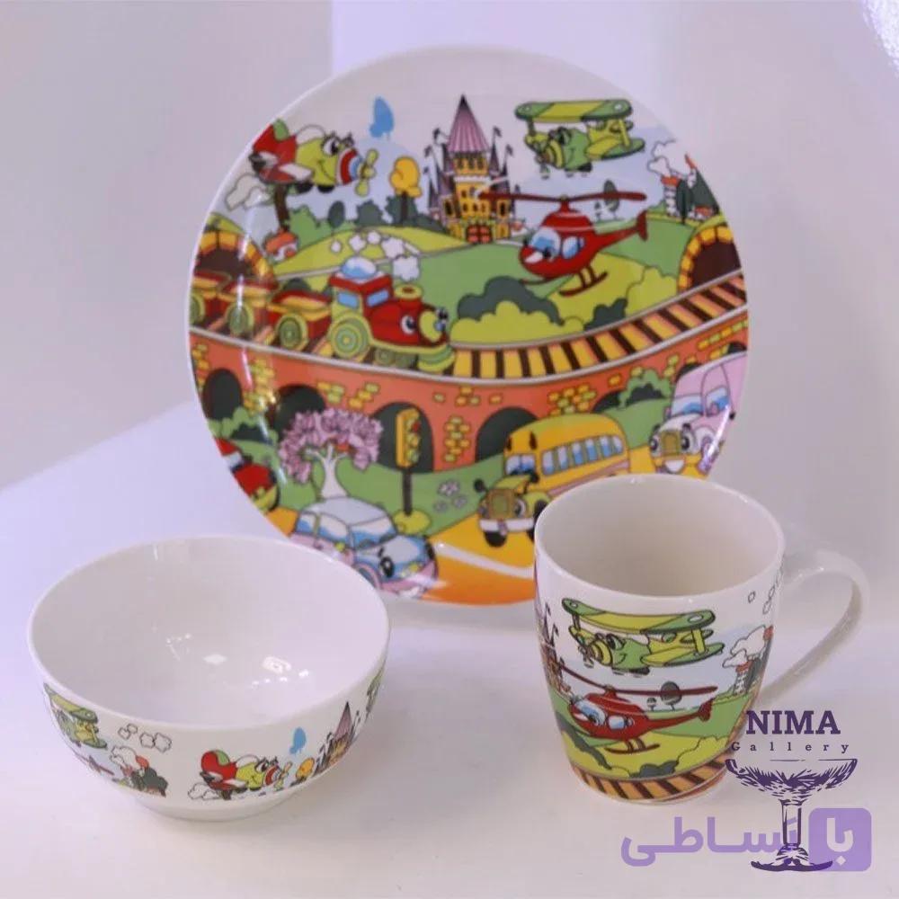 سرویس غذاخوری کودک برند GUPAN طرح ماشین — تصویر 1