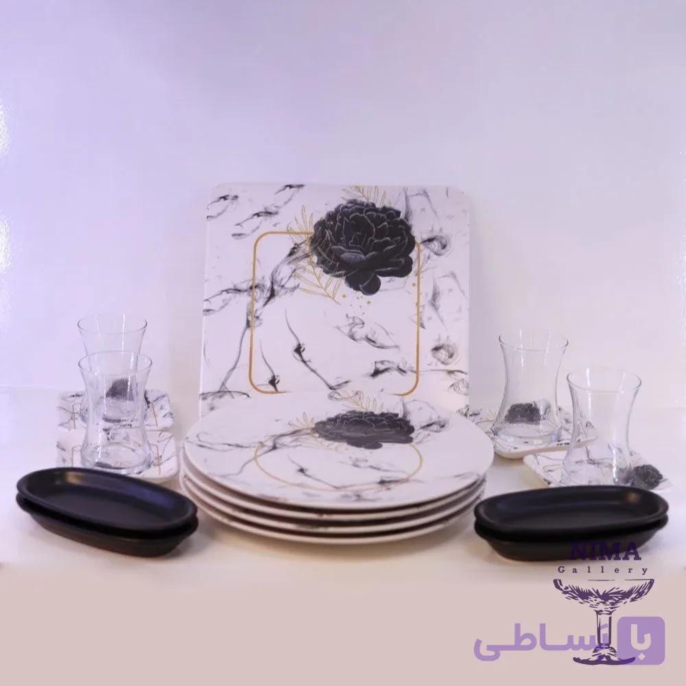 ست صبحانه خوری 4 نفره ترک برند آجار ACAR مشکی — تصویر 1