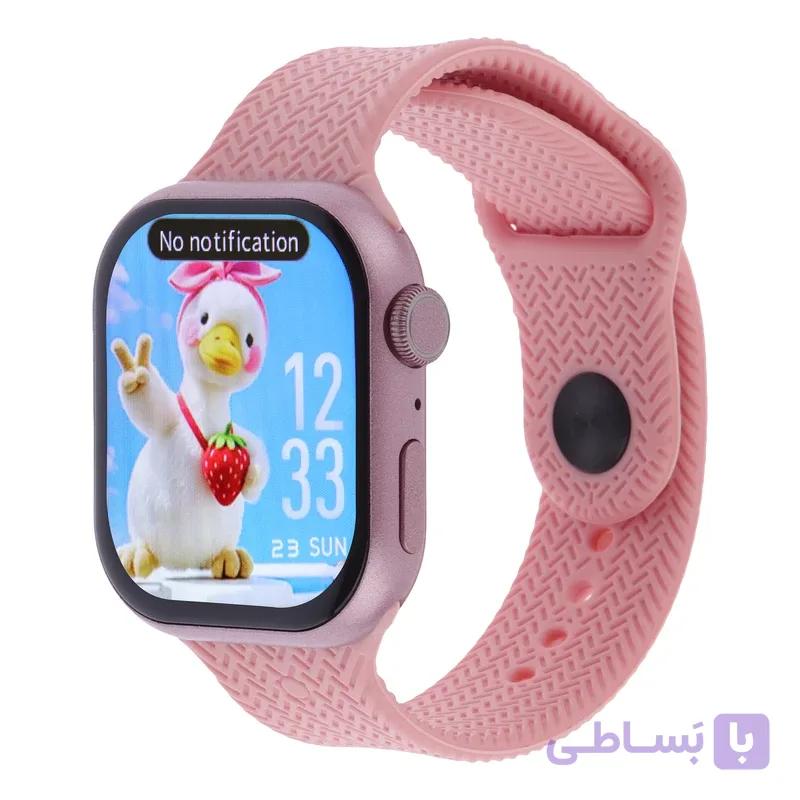 ساعت هوشمند KEQIWEAR مدل KW86 Mini با 3 مدل بند و قابلیت اتصال به گوشی | صورتی — تصویر 1