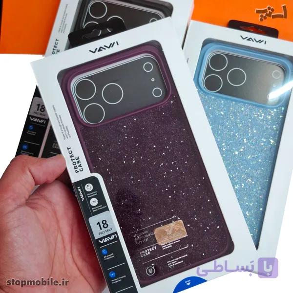 قاب سواروسکی آیفون iPhone 17 Pro برند VAWI | اورجینال پلاک‌دار سوپر شاین — تصویر 1