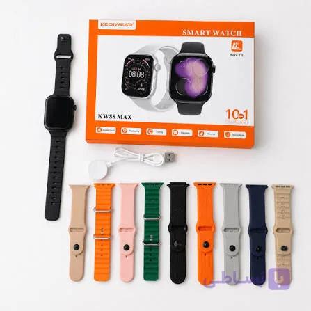 ساعت هوشمند KEQIWEAR مدل KW88 MAX با 10 مدل بند و قابلیت اتصال به گوشی | مشکی — تصویر 1