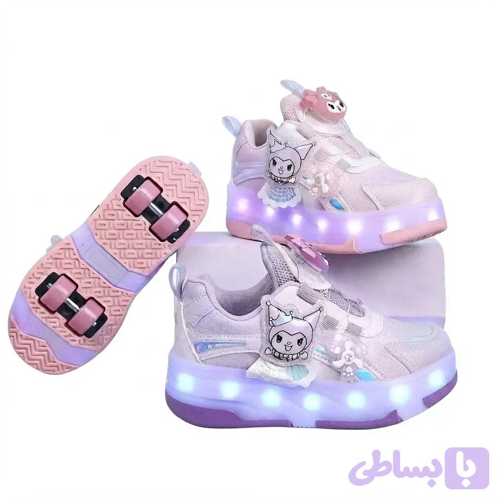 کفش اسکیتی وارداتی دوحالته چراغ دار، مدل Princess Kuromi ۲ — تصویر 1
