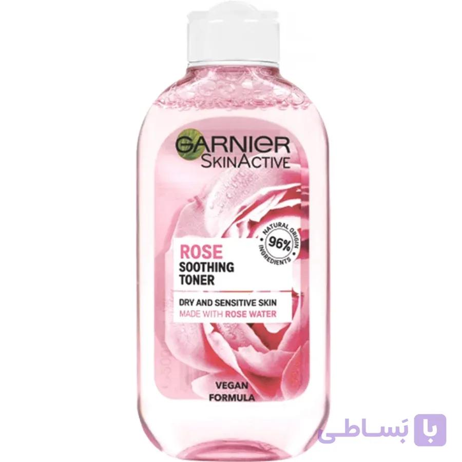 تونر گل رز گارنیر SkinActive مناسب پوست خشک و حساس 200 میل