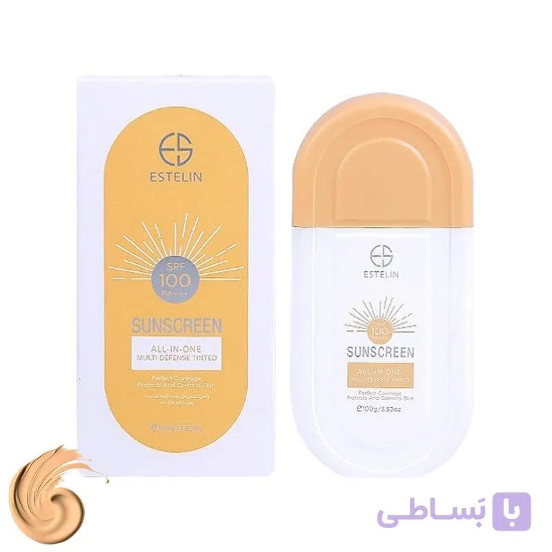 کرم ضد آفتاب رنگی استیلن SPF 100 مدل All-In-One حجم 100 میلی‌لیتر