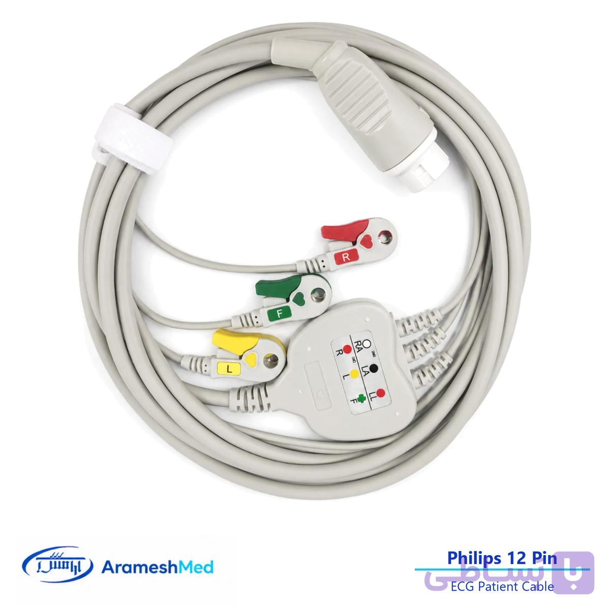 کابل بیمار ECG فیلیپس | 12 پین | 3 لید — تصویر 1