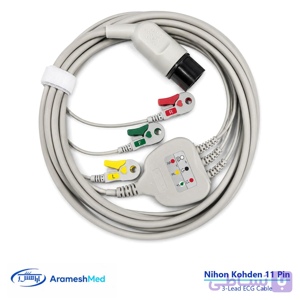 کابل بیمار ECG نیهون کودن | 11 پین | 3 لید — تصویر 1
