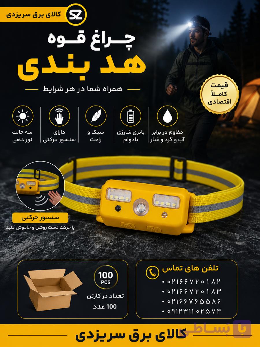 هدلایت شارژی سنسوردار | چراغ پیشانی بند