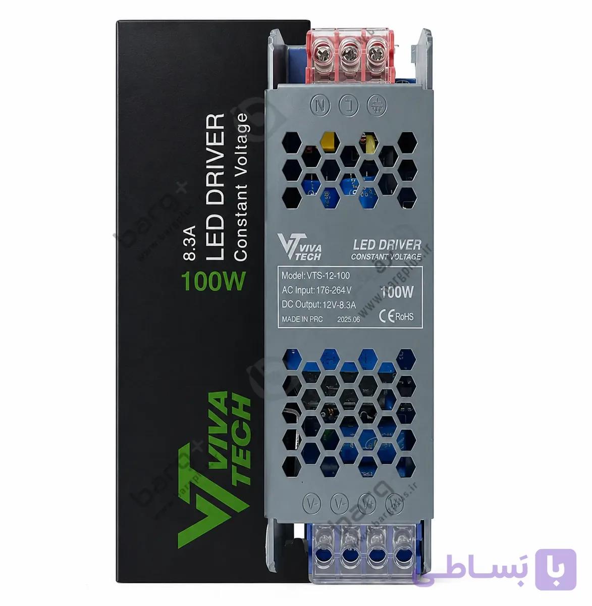 آداپتور سوئیچینگ 12 ولت 100 وات ویواتک | منبع تغذیه LED 8.3 آمپر — تصویر 1