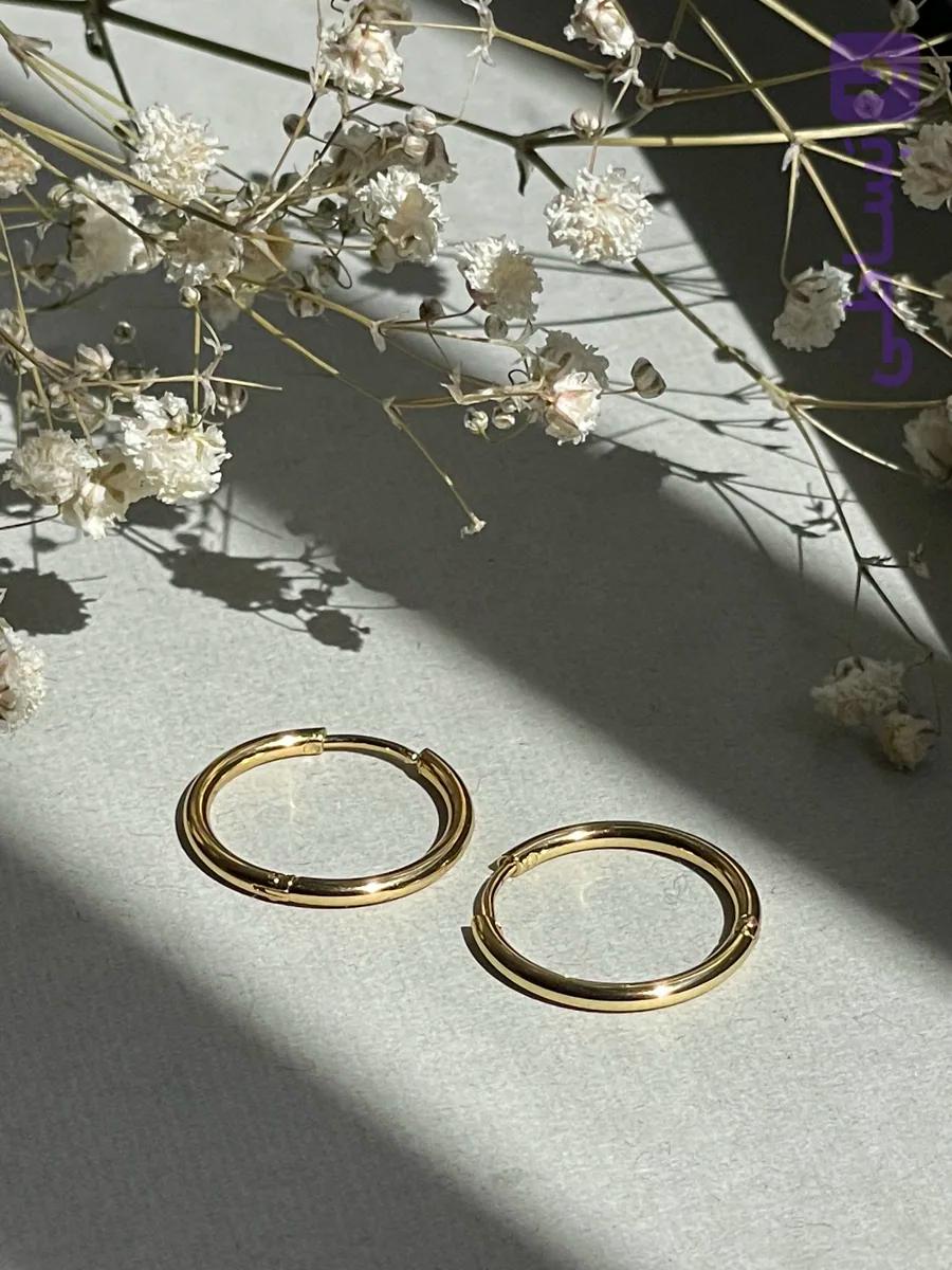 گوشواره ی زنانه حلقه ای  طلایی رنگ ثابت ضد حساسیت