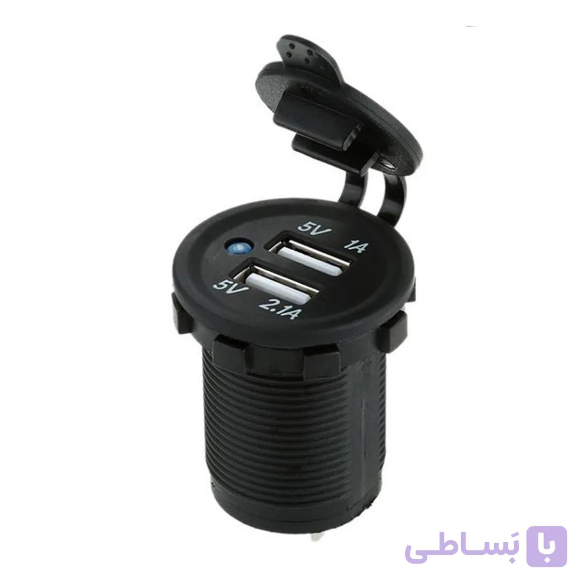 شارژر فندکی USB روپنلی خودرو 2 خروجی 5V چراغ دار | عمده فروشی الکترونیک سان سون