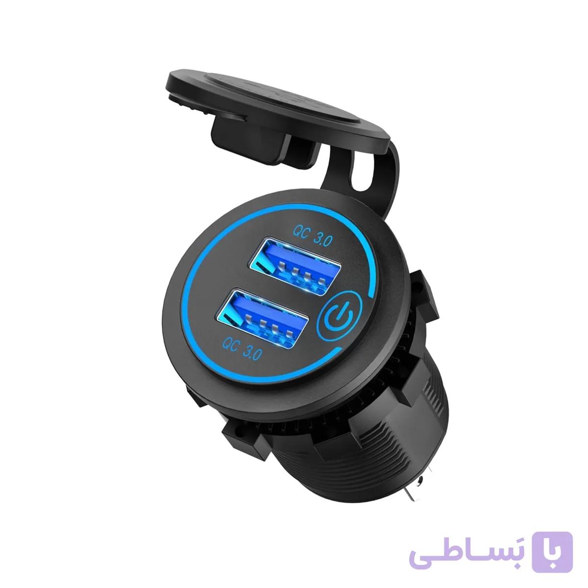شارژر فندکی ماشین دوبل با 2 خروجی و قاب دار | عمده فروشی الکترونیک سان سون